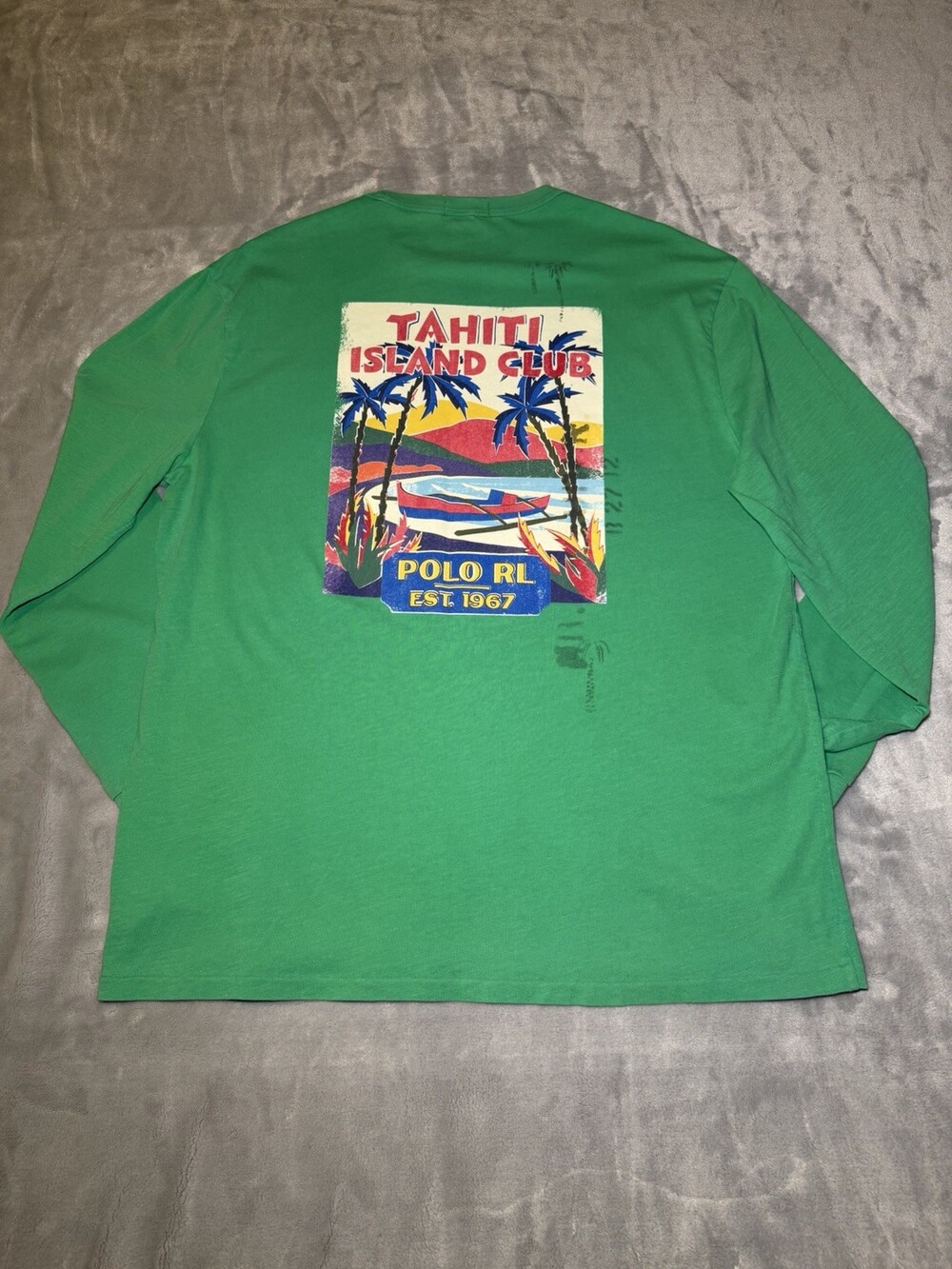 Polo Ralph Lauren Green Long Sleeve Shirt Men’s Size Large Tahiti Island Print